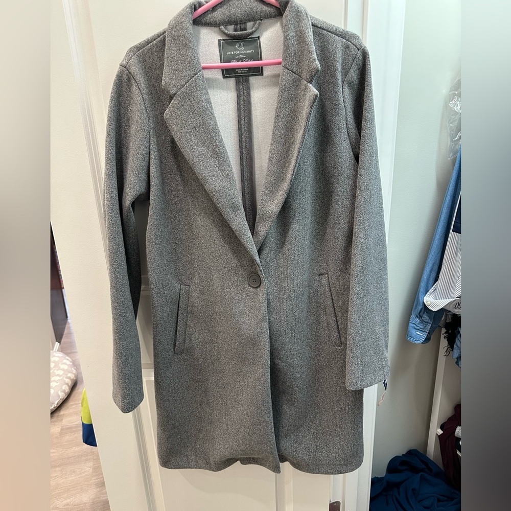 Black Label Classic Gray Trench Pea Coat